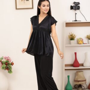 Silk PJ Set - Avena - Black