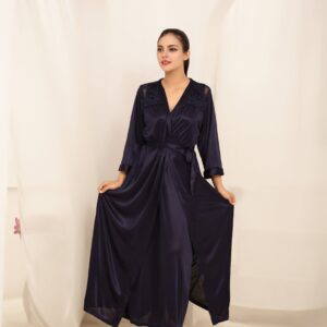 Gown Set - Orina Silk - Dark Blue