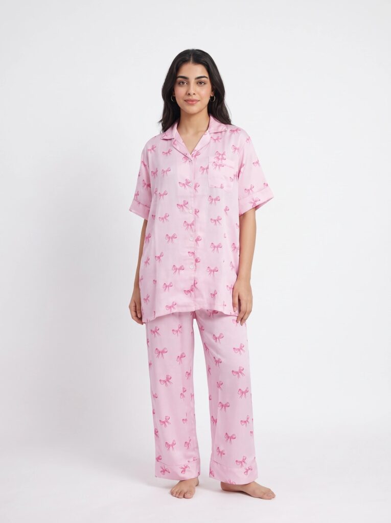 Linen PJ Set - Candy Bow