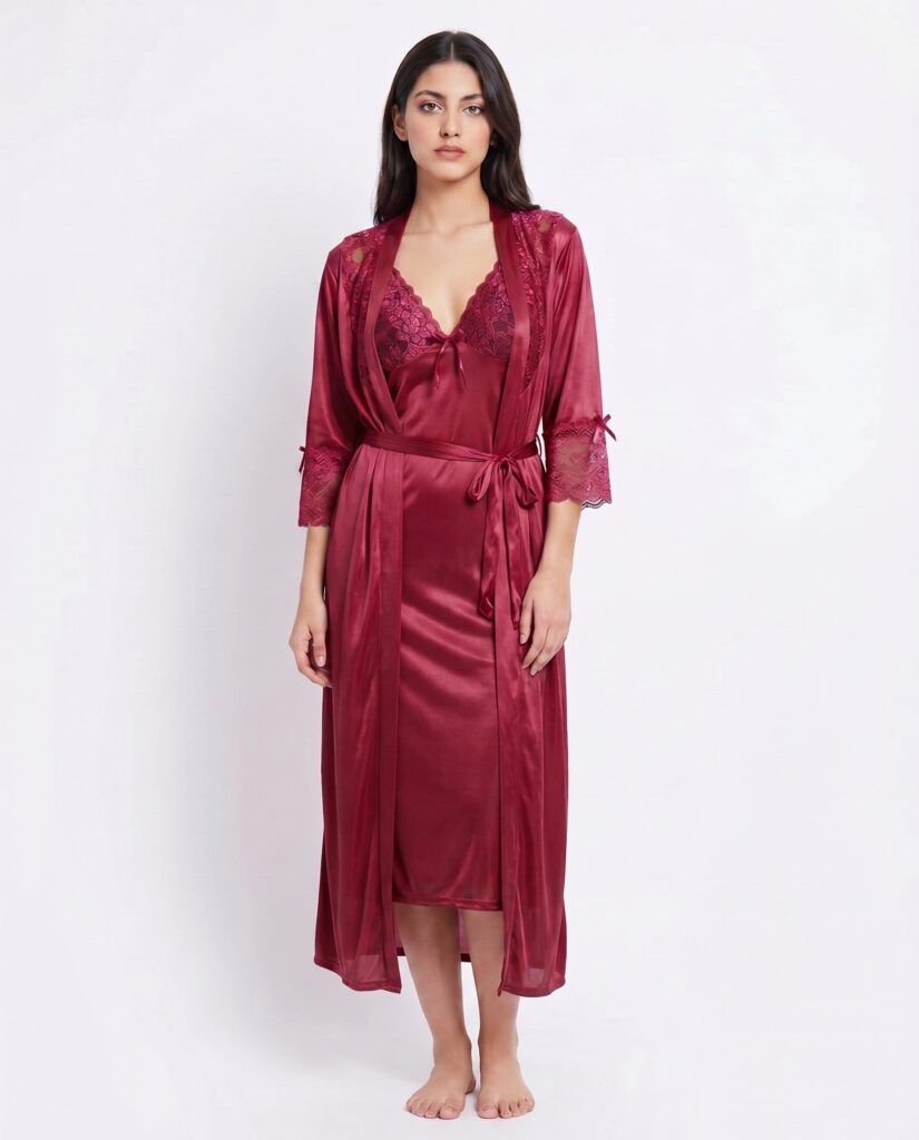 Gown Set - Orvella - Maroon