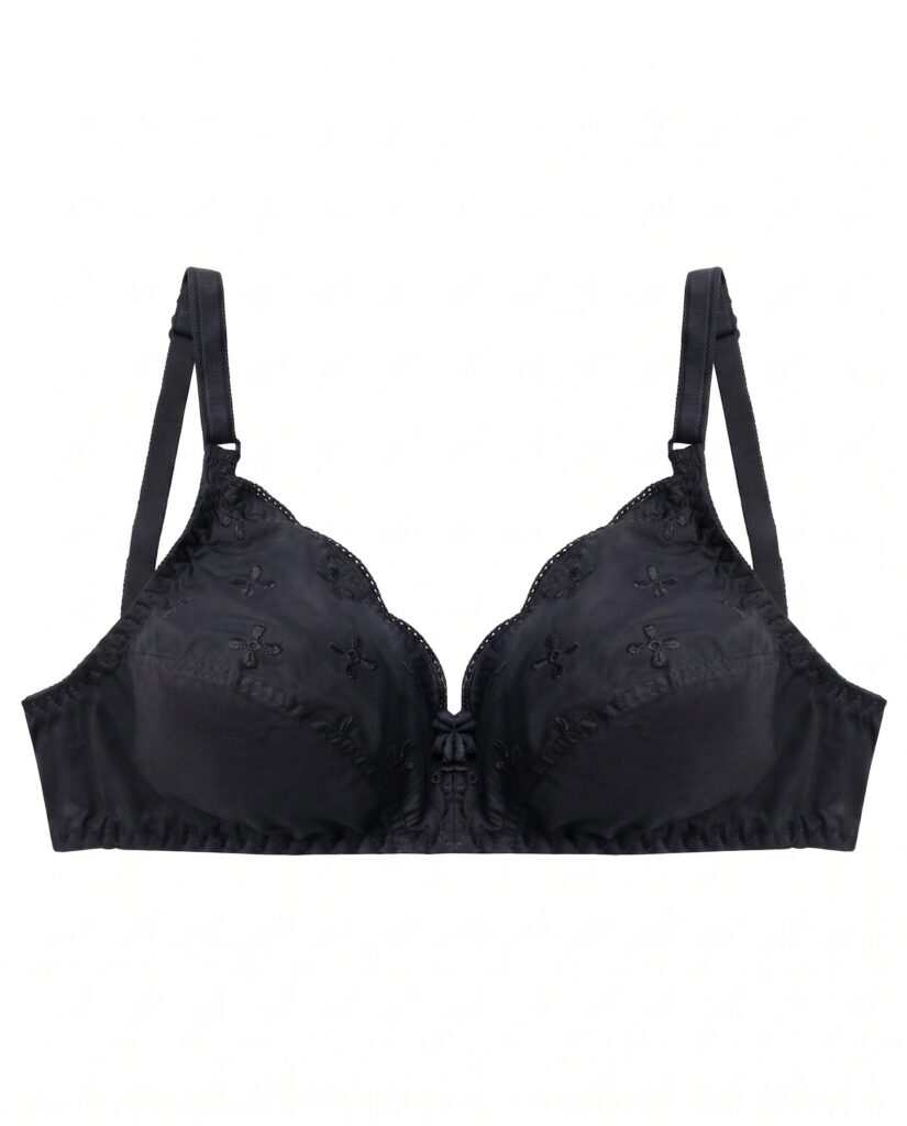 Floral Whisper Non Padded Wireless Bra Black