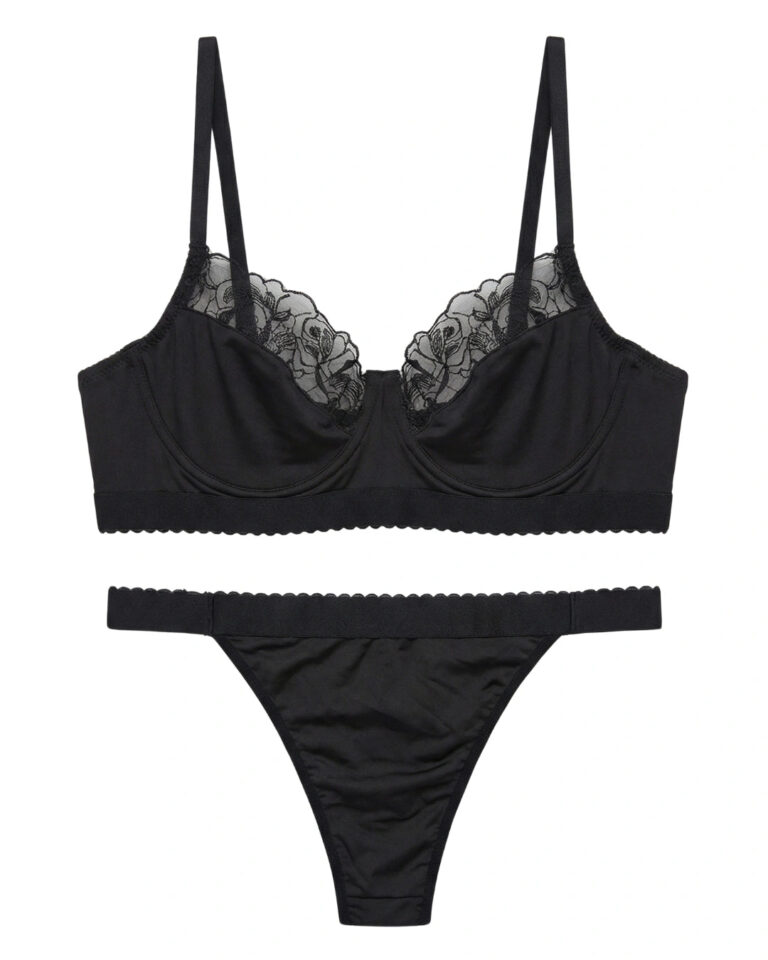 Non Padded Underwired Bra Set – Lace Trim