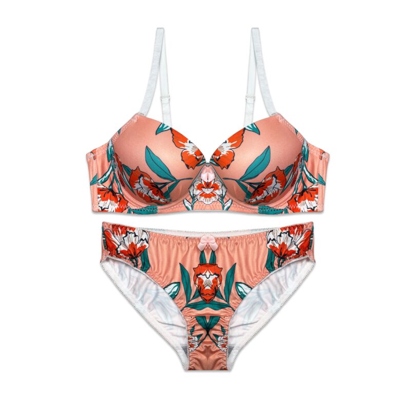 Cheek Floral Print Padded Bra and Panty Set