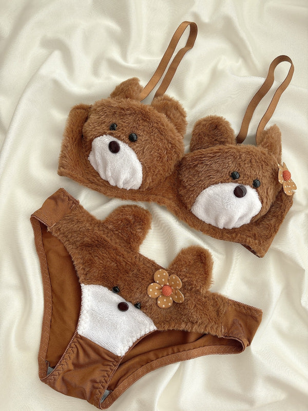New High Quality Sexy Cute Kitty Anime Soft Plush Design Bra & Panty Set