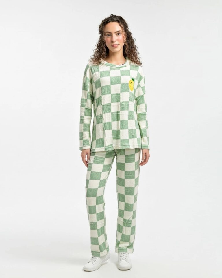 Fleece Pajama Suit – Mint Check