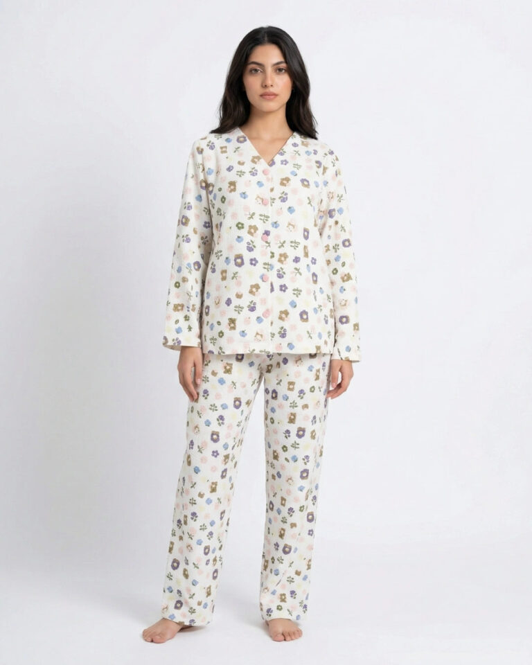 Summer Crinkled Pajama Suit – Pastel Bloom