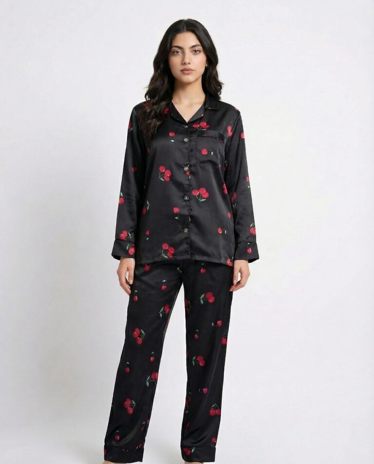 Silk PJ Set – Cherry Noir