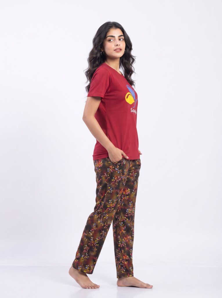 Cotton PJ Set - Crimson Flutter