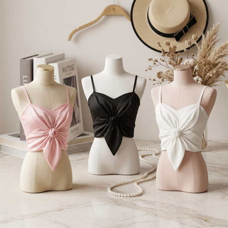 Pretty Wear Satin Big Bow Flower Bra Top – Soft Padded, Adjustable, Elegant Party Wear Top for Girls & Women