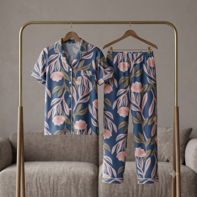 Premium Luxury 2-Piece Short-Sleeve Lounge & Sleepwear Night Suit Set