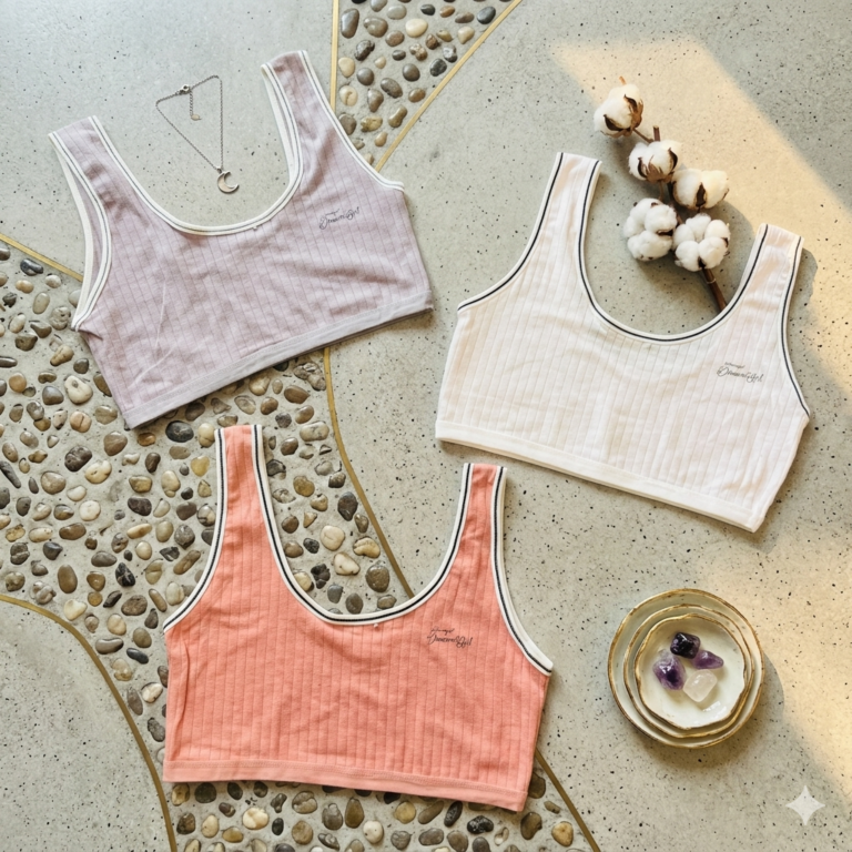 Pretty Wear pack of 3 Teenagers Scoop Neck Ribbed Crop Bra Pack (Non-Padded)