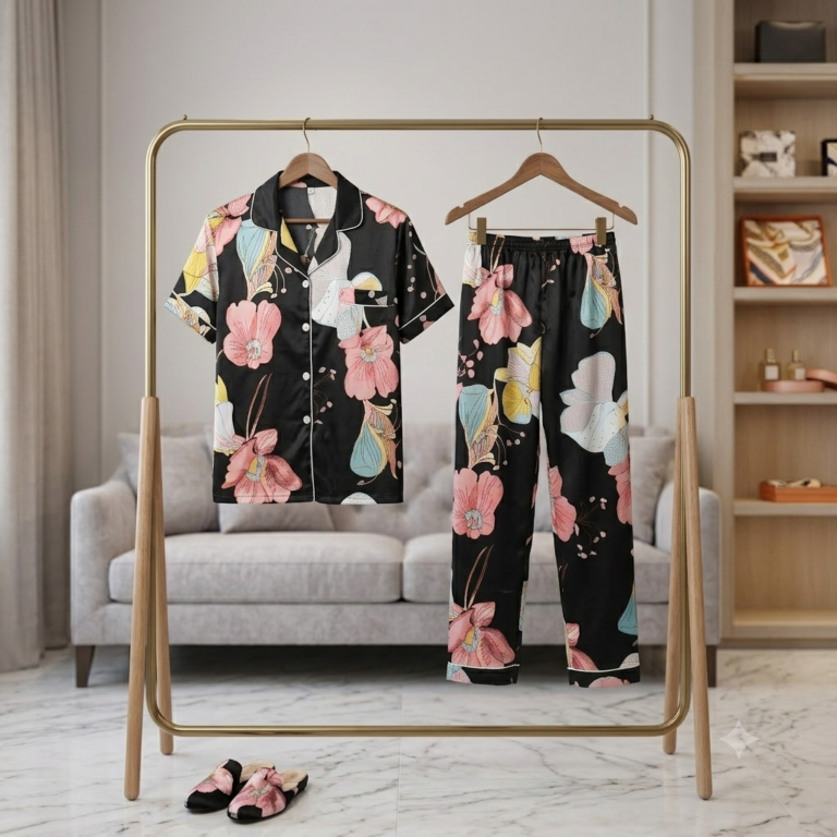 Premium Luxury 2-Piece Short-Sleeve Lounge & Sleepwear Night Suit Set