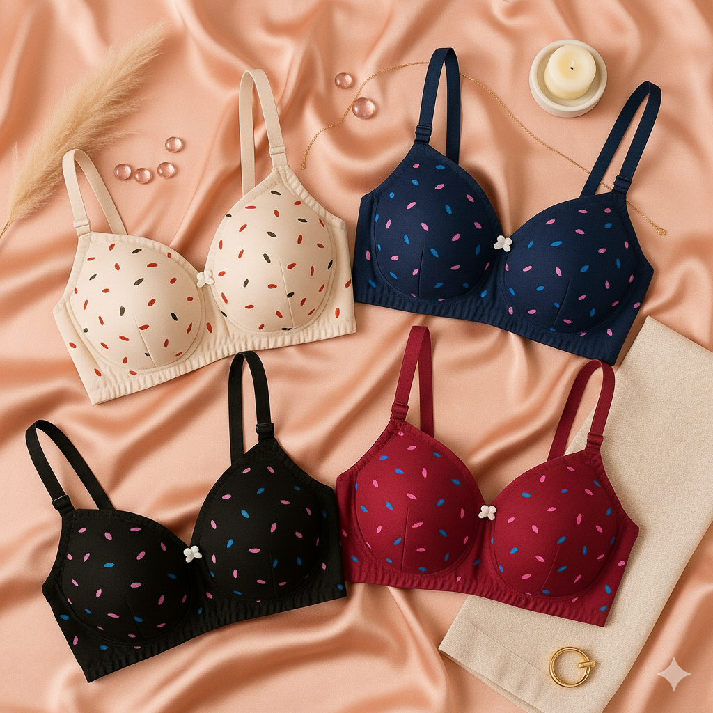 Pretty Wear 1 Pc Light Padded Cotton Printed Soft & Breathable Bra