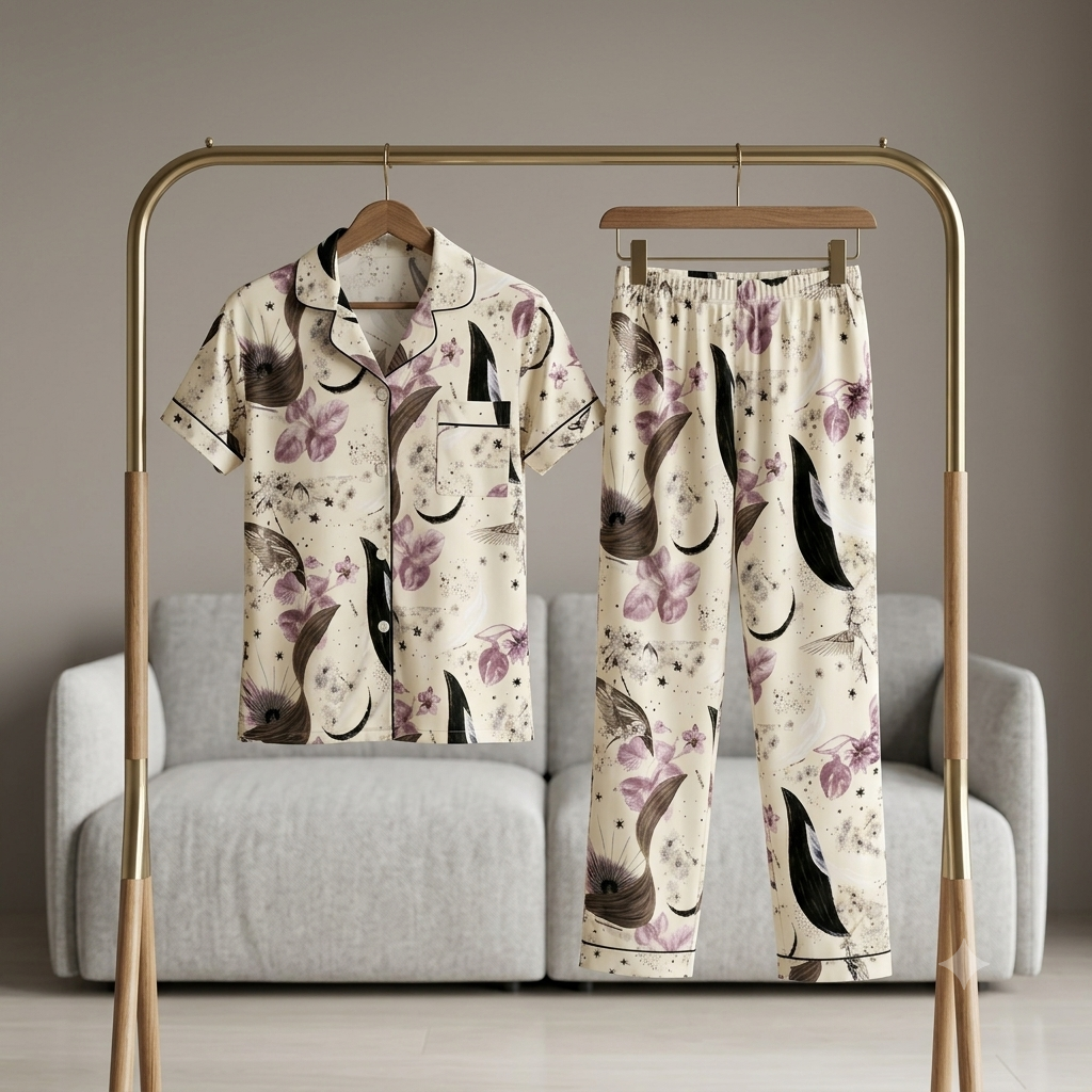 Premium Luxury 2-Piece Short-Sleeve Lounge & Sleepwear Night Suit Set