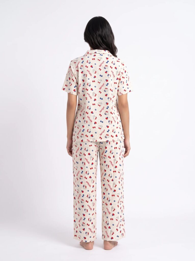 Summer Crinkled Pajama Suit – Kitty Charm