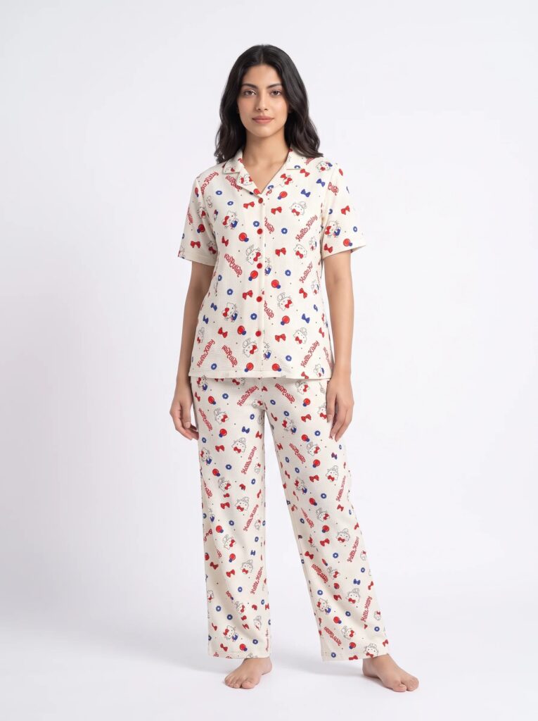 Summer Crinkled Pajama Suit – Kitty Charm