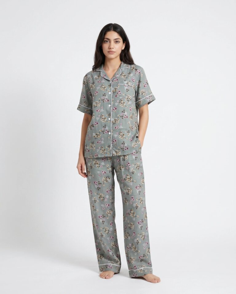 Linen Pajama Suit – Misty Floral