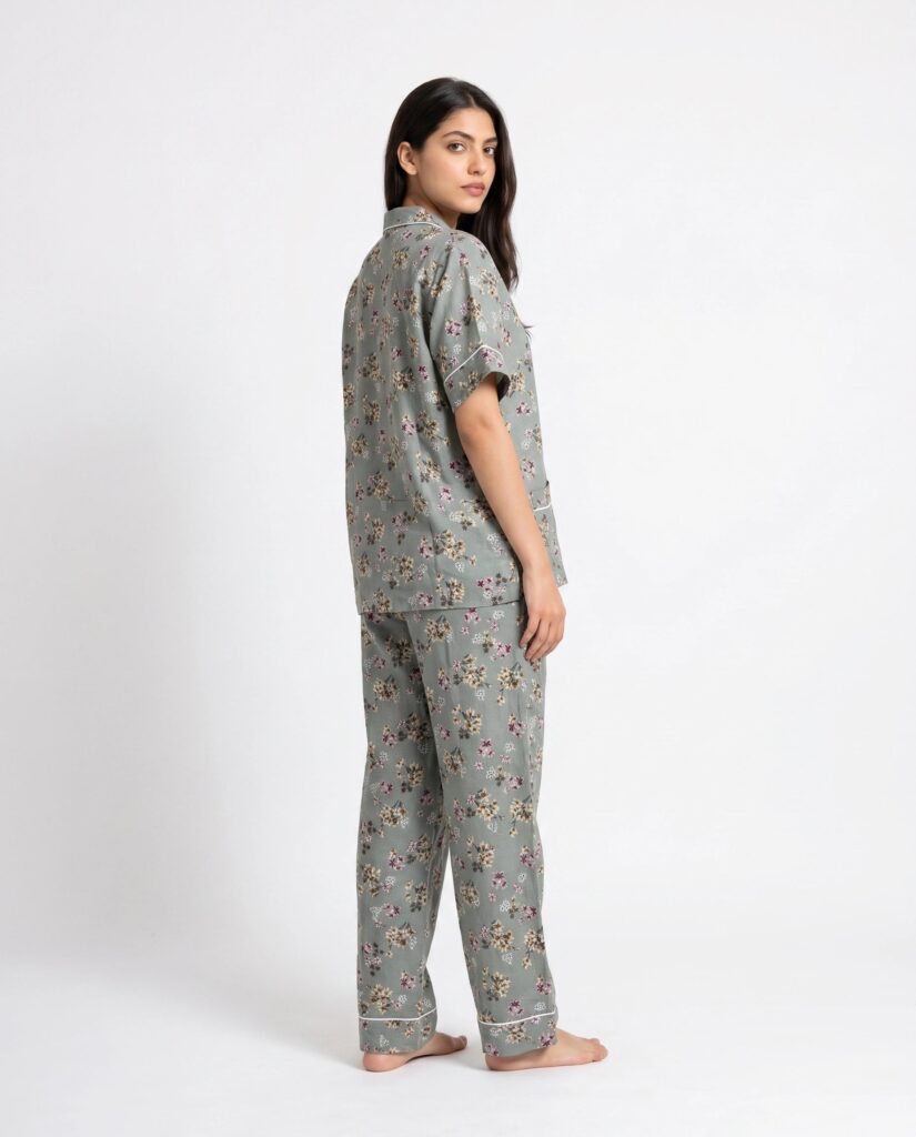 Linen Pajama Suit – Misty Floral
