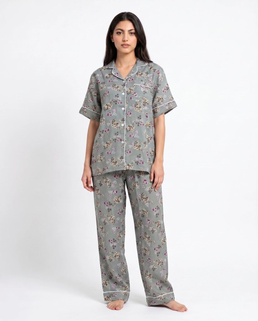Linen Pajama Suit – Misty Floral