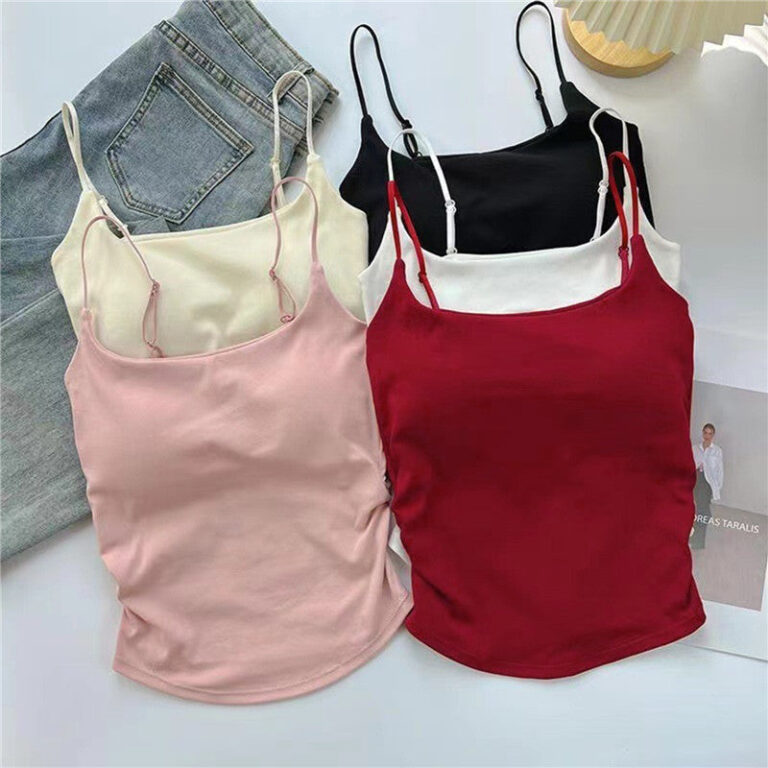 Pretty Wear New Pack Of 3 New Plain Soft Padded Spaghetti Top For