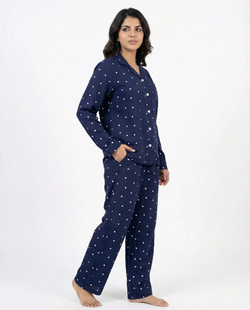 Linen Pajama Suit – Midnight Heart
