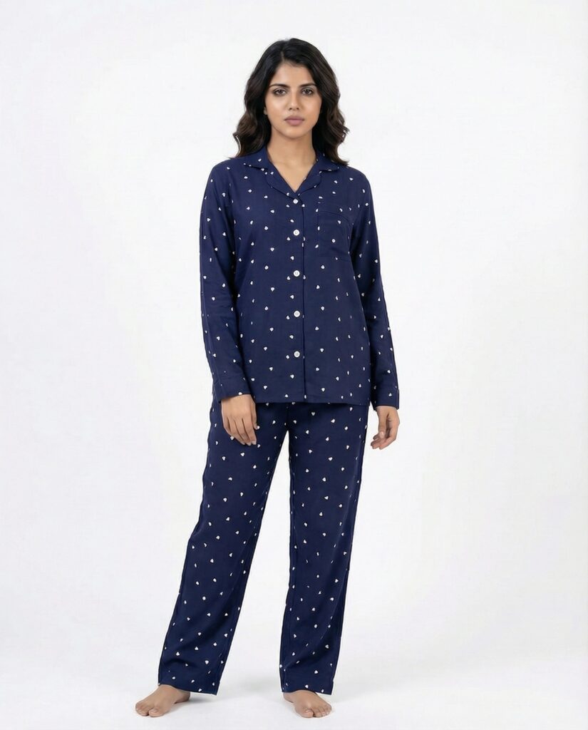 Linen Pajama Suit – Midnight Heart
