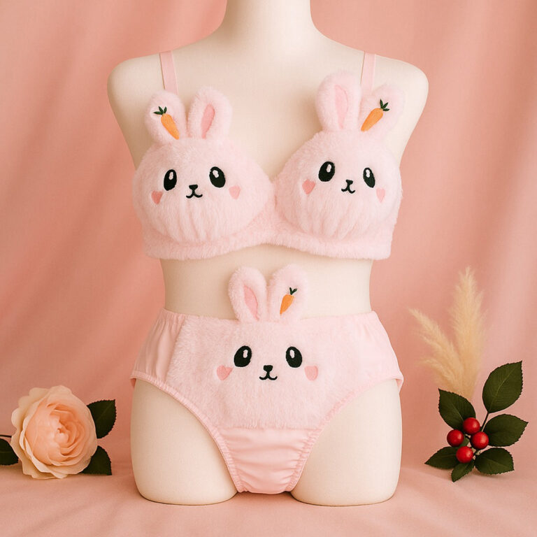 Pretty Wear Undergarments New High Quality Sexy Cute Anime Soft Plush Design bra underwear Japanese cartoon rabbit underwear Bra & Panty