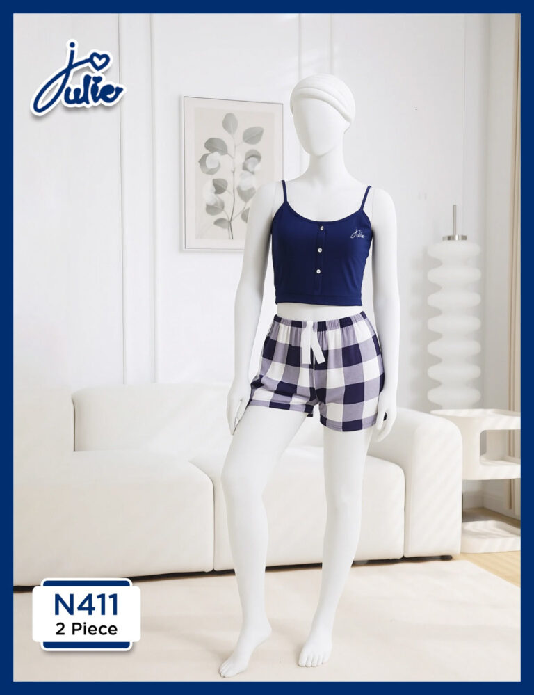 Blue Check Printed Nightwear Set – 2 Piece Soft & Comfy Sleepwear