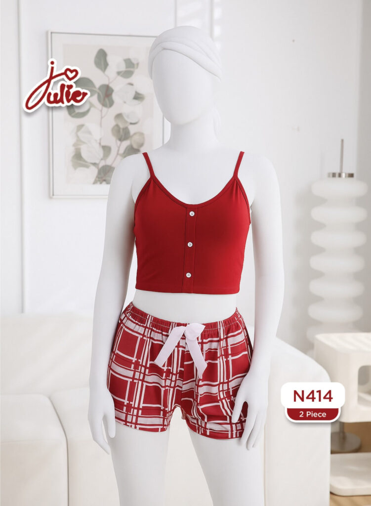 Red Check Cozy Nightwear Set – 2 Piece Soft & Elegant Sleepwear