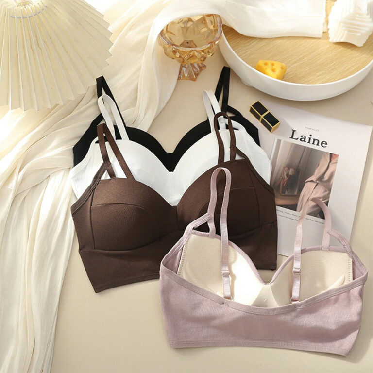 1 Pc Soft Padded Double-Strap Seamless Bra – Comfortable Daily Wear Cotton Blend Bra for Girls & Women