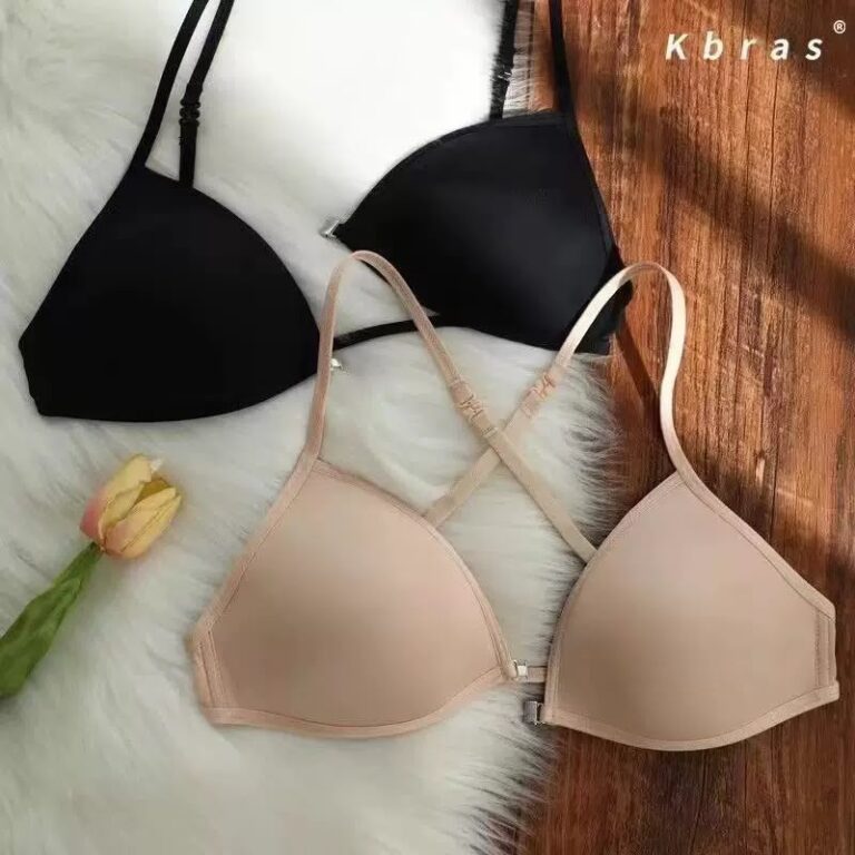 Stylish Front Closure Triangle Cup Bra with Convertible Adjustable Straps