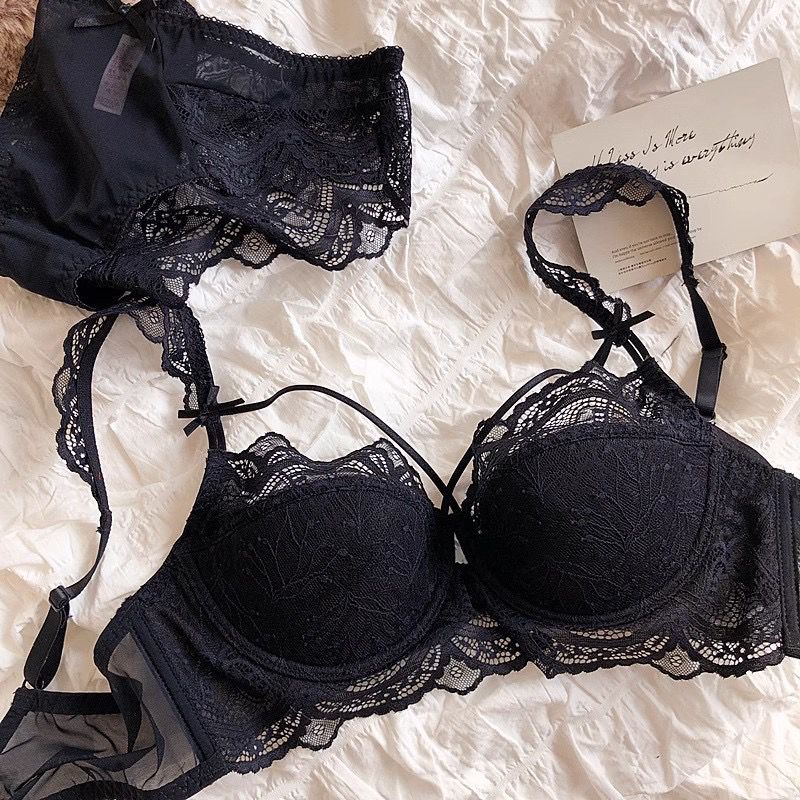 Pretty Wear High Quality Thin Half Cup Lace Wired Half Cup Adjustable Straps Back Closure Bridal Light Padded Bra Panty Set