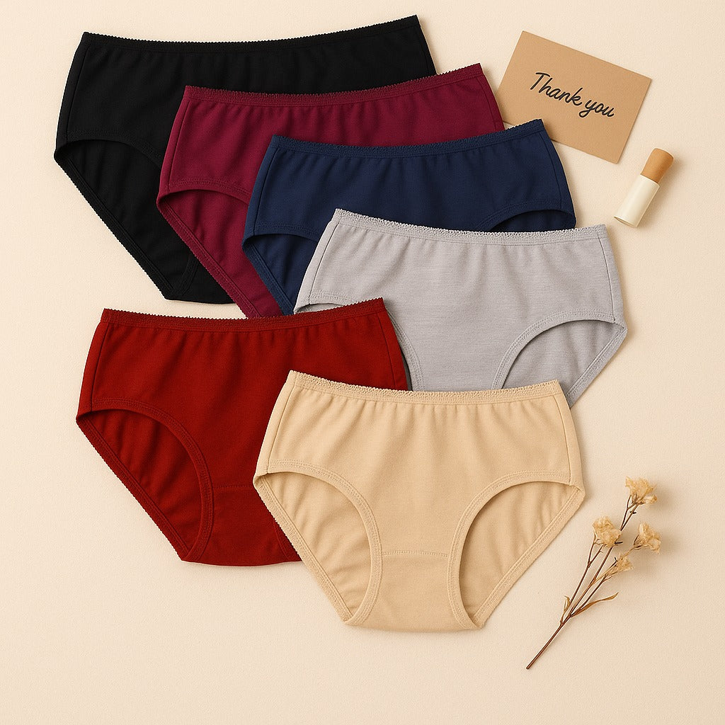 Flourish Combo Of 3 Plain 100% Cotton Panties For W