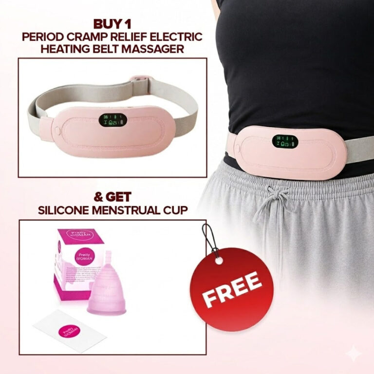 Buy Period cramp relief electric heating belt massager & Get free silicone menstrual cup