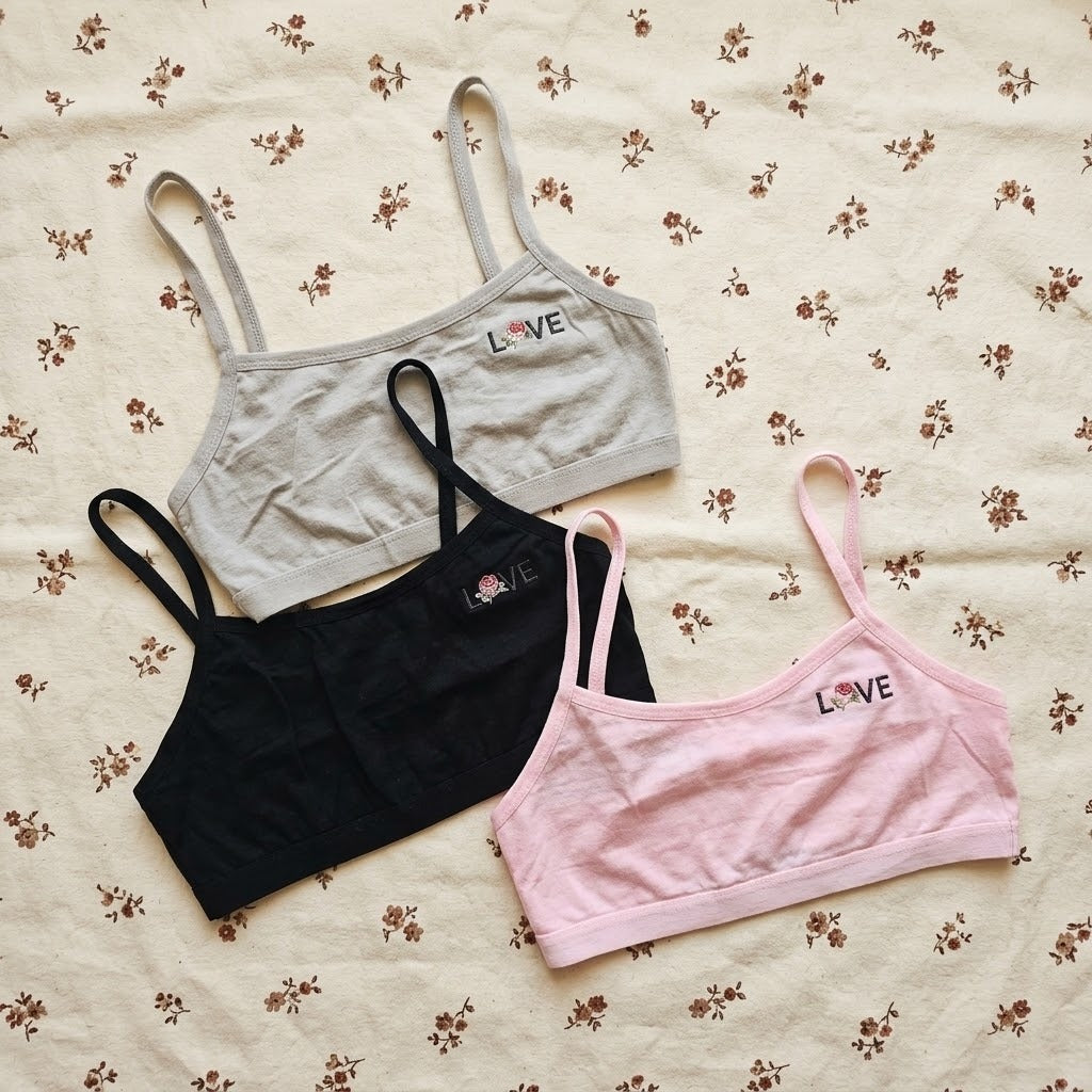 Pack of 3 Women’s Soft Cotton Spaghetti Strap Bra – Comfortable Everyday Wear | LOVE Collection