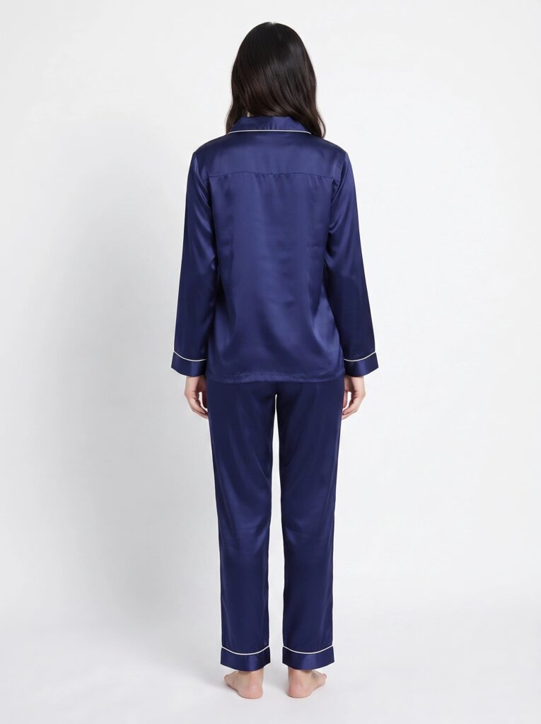 Satin Silk Pajama Suit – Noir
