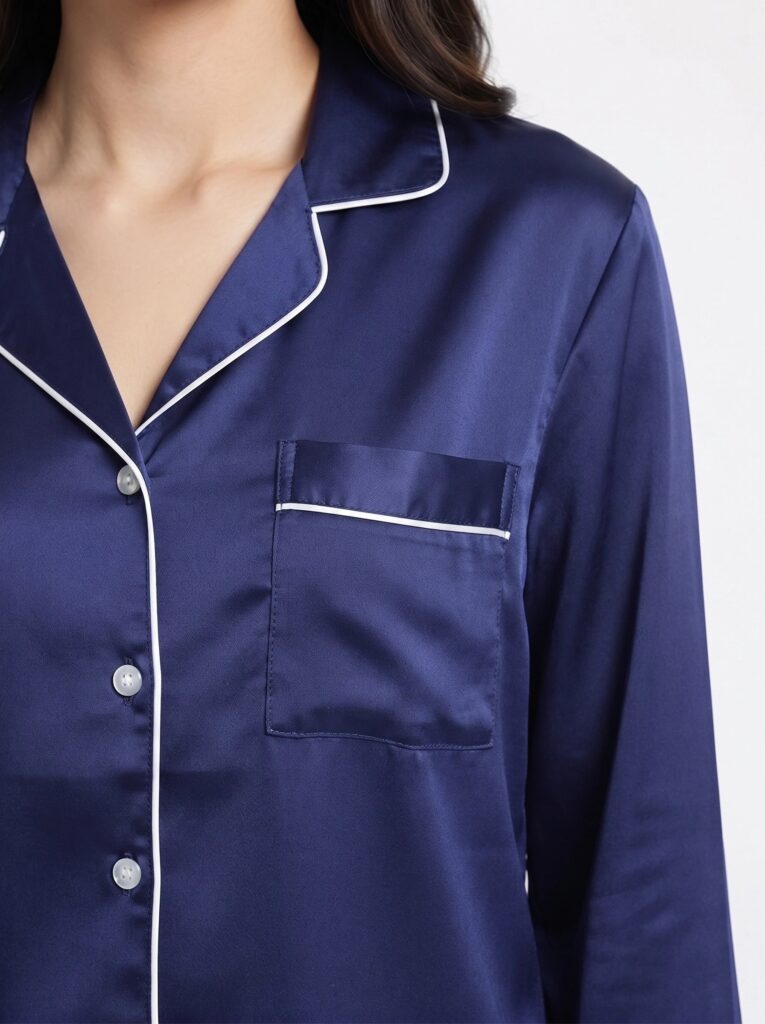 Satin Silk Pajama Suit – Noir