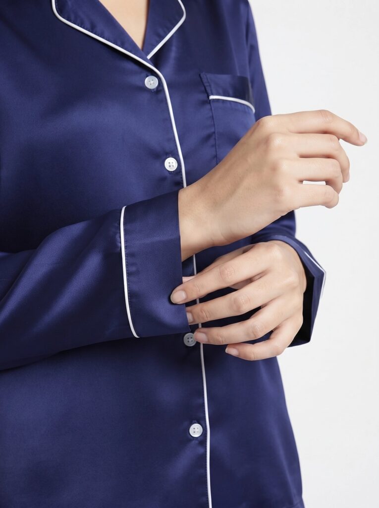 Satin Silk Pajama Suit – Noir