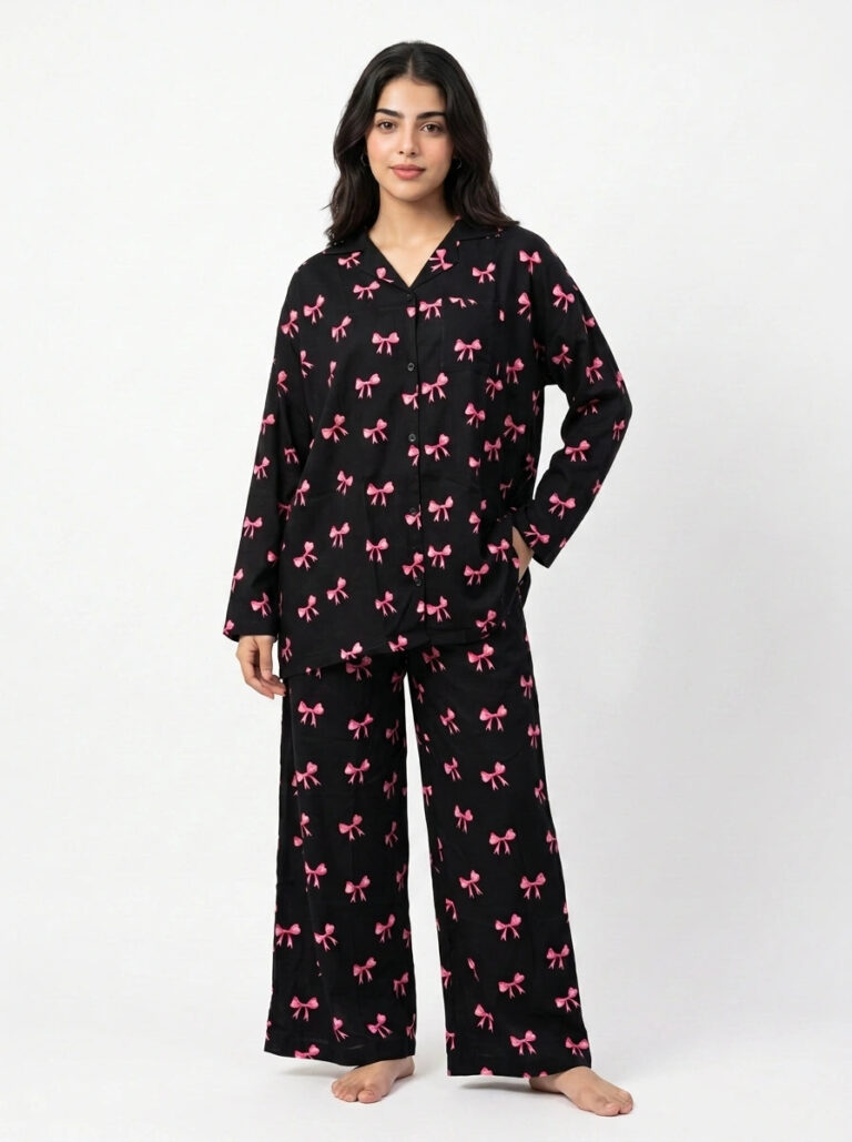 Linen Oversized PJ Set – Bow Bliss