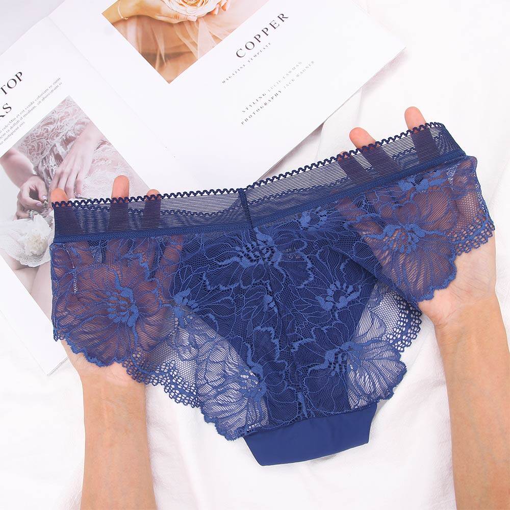 Pack Of 3 Lace Net Seamless Breathable See Through Panties