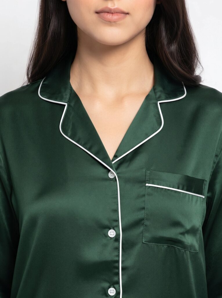 Satin Silk Pajama Suit – Noir
