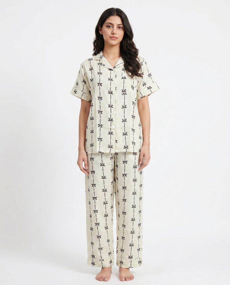 Linen Pajama Suit – Sketched Bow