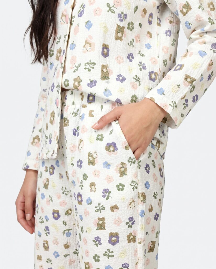 Summer Crinkled Pajama Suit – Pastel Bloom
