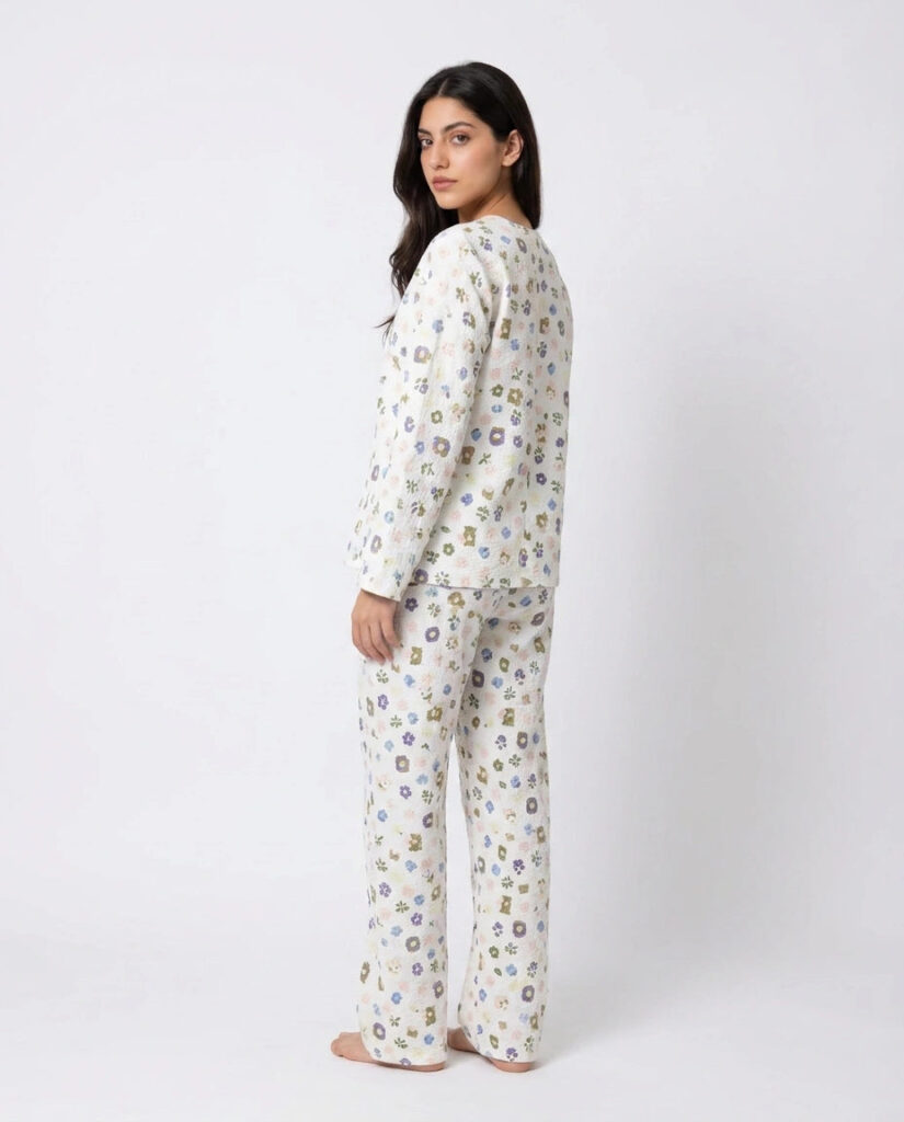 Summer Crinkled Pajama Suit – Pastel Bloom