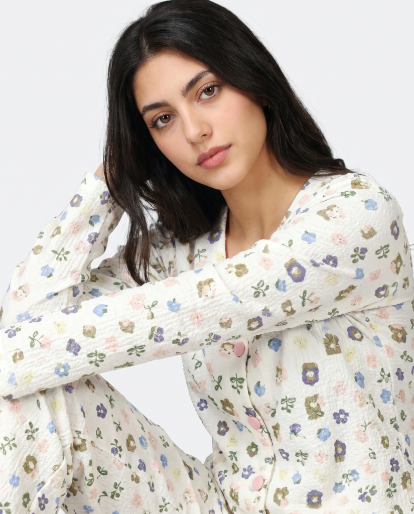 Summer Crinkled Pajama Suit – Pastel Bloom