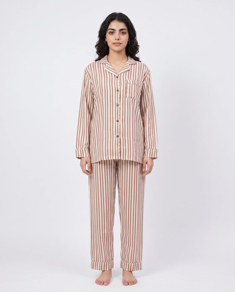 Linen PJ Set – Mocha Stripes