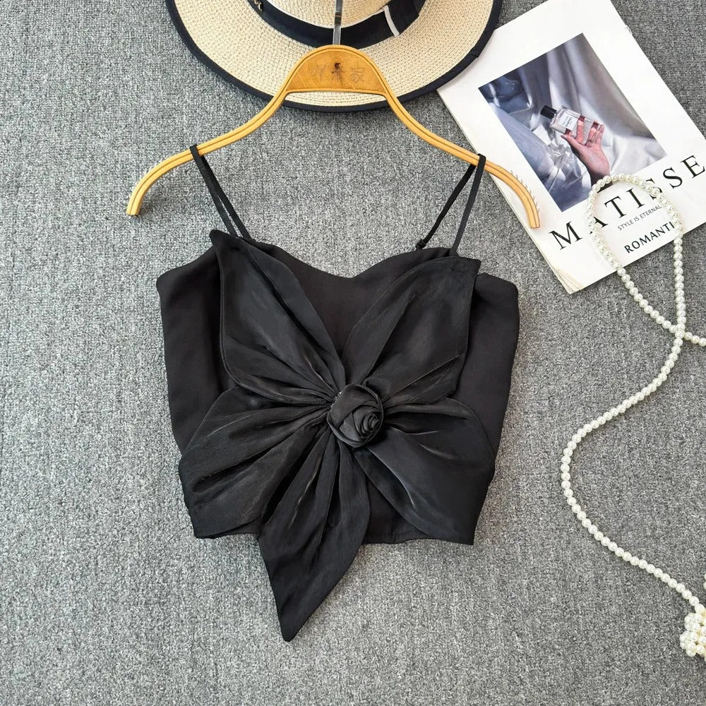 Pretty Wear Satin Big Bow Flower Bra Top – Soft Padded, Adjustable, Elegant Party Wear Top for Girls & Women