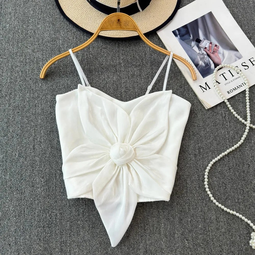 Pretty Wear Satin Big Bow Flower Bra Top – Soft Padded, Adjustable, Elegant Party Wear Top for Girls & Women