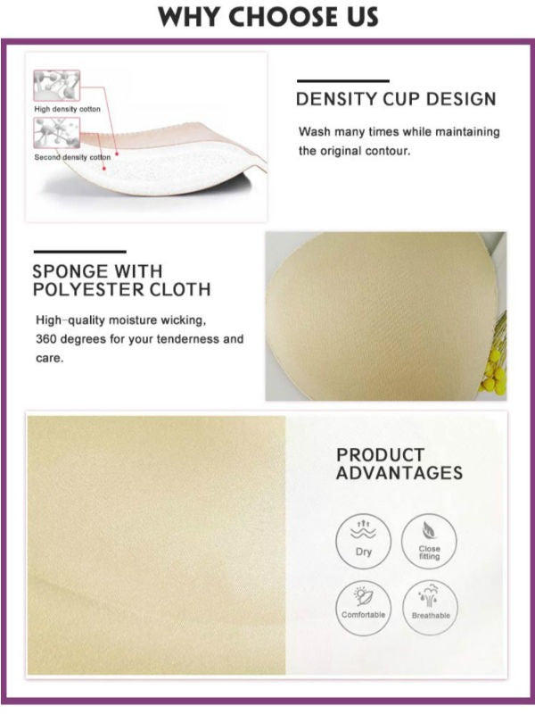 Pretty Wear Undergarments Triangle Shape Bra Padding Cups – Soft Lightweight Foam Inserts for Perfect Shape