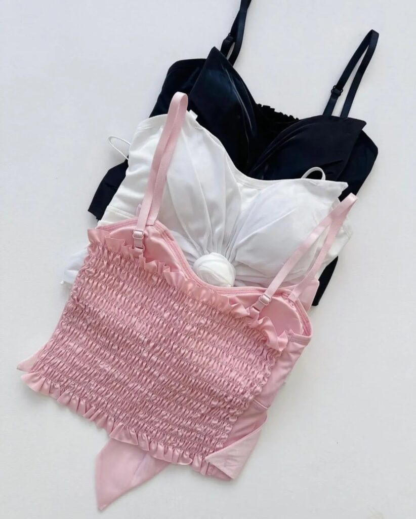 Pretty Wear Satin Big Bow Flower Bra Top – Soft Padded, Adjustable, Elegant Party Wear Top for Girls & Women